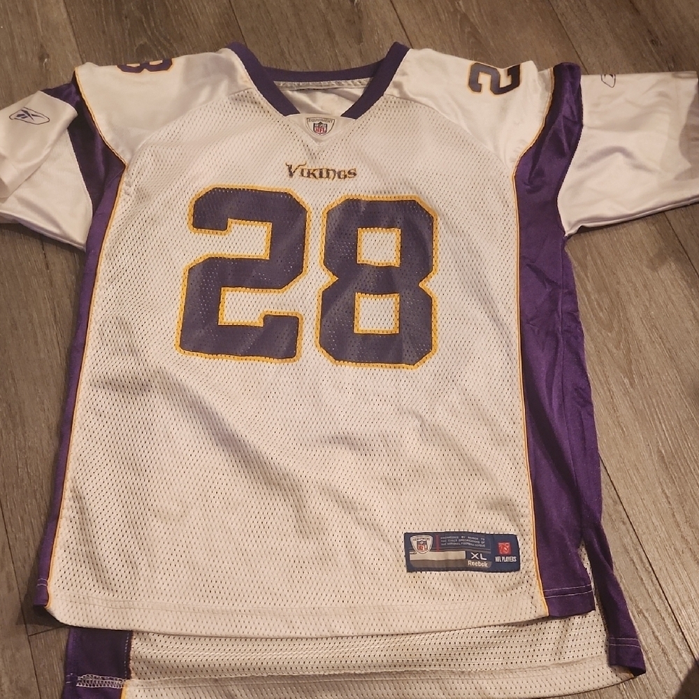 Reebok NFL White and Purple Vikings Jersey